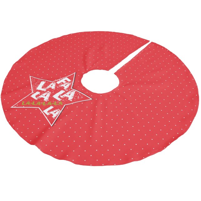 Red Fa La La Fabulous Holiday Polka Tree Skirt (Angled)