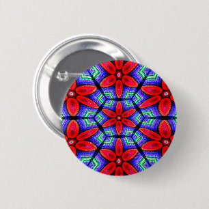 Red Fabrics Flowers Pattern 6 Cm Round Badge