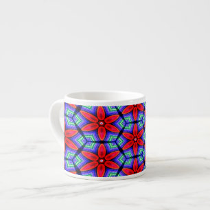 Red Fabrics Flowers Pattern Espresso Cup