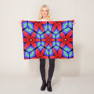 Red Fabrics Flowers Pattern Fleece Blanket