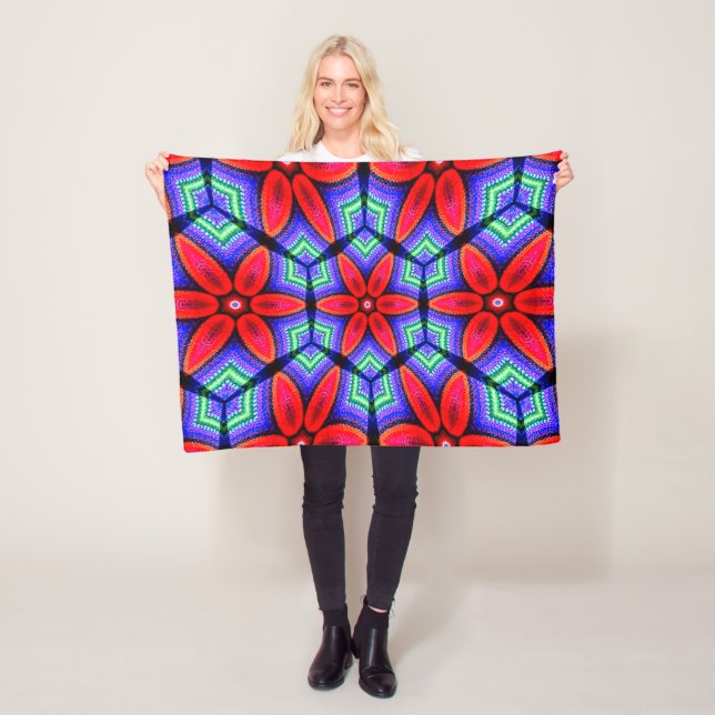 Red Fabrics Flowers Pattern Fleece Blanket (In Situ)