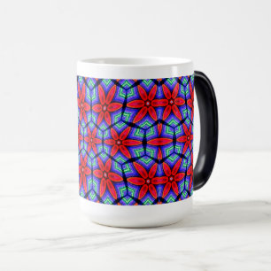 Red Fabrics Flowers Pattern Magic Mug