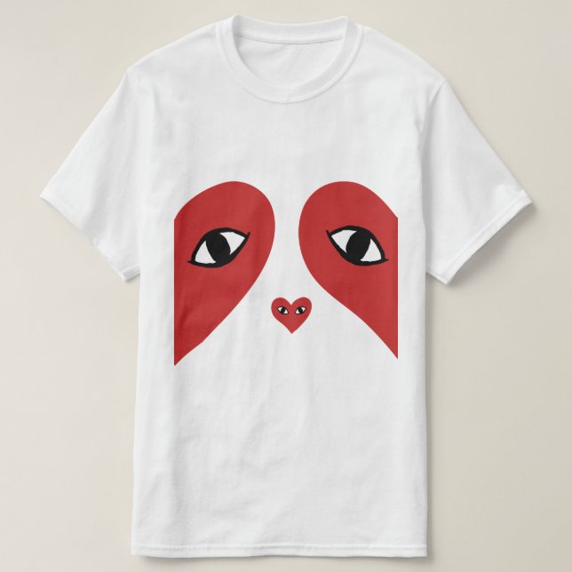 Red Face Love Heart Eyes T-Shirt (Design Front)