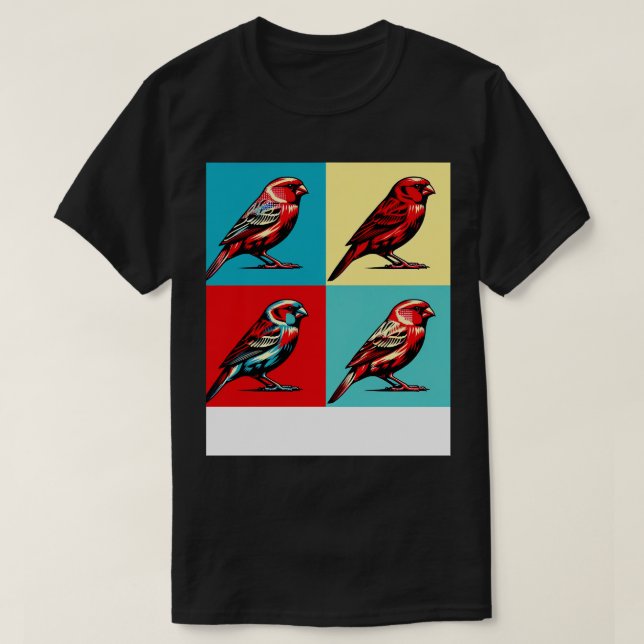 Red Factor Canary Art Cool Birds T-Shirt (Design Front)