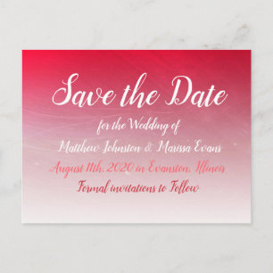 Red Fade Crackle Save the Date Postcard