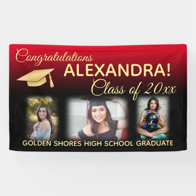 Red Fade Filter Effect Photo Graduation Banner (Horizontal)