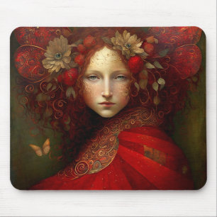 Red Fairy Fantasy Art Mouse Mat