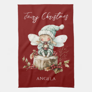Red Fairy Merry Christmas Tea Towel