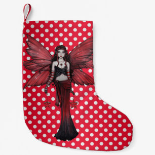 Red Fairy on Polka Dots Christmas Stocking