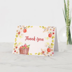 Red Fall Apple Of Our Eye Gardening Baby Shower Thank You Card