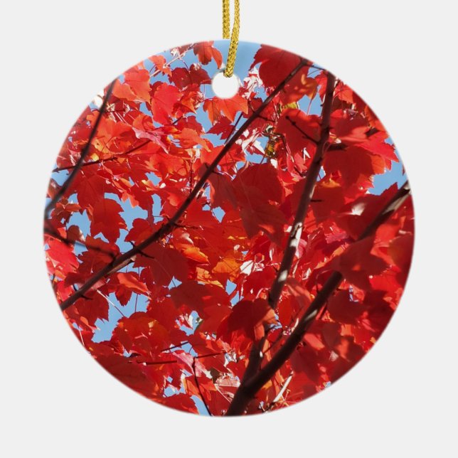 Red Fall Ceramic Tree Decoration (Front)