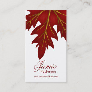 Red Fall Leaf Design Vertical Business Cards