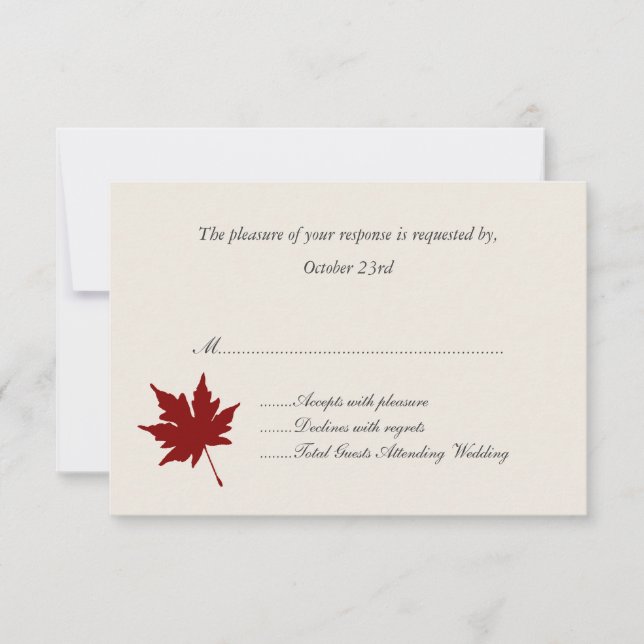 Red Fall Leaf Wedding Response Cards (Front)