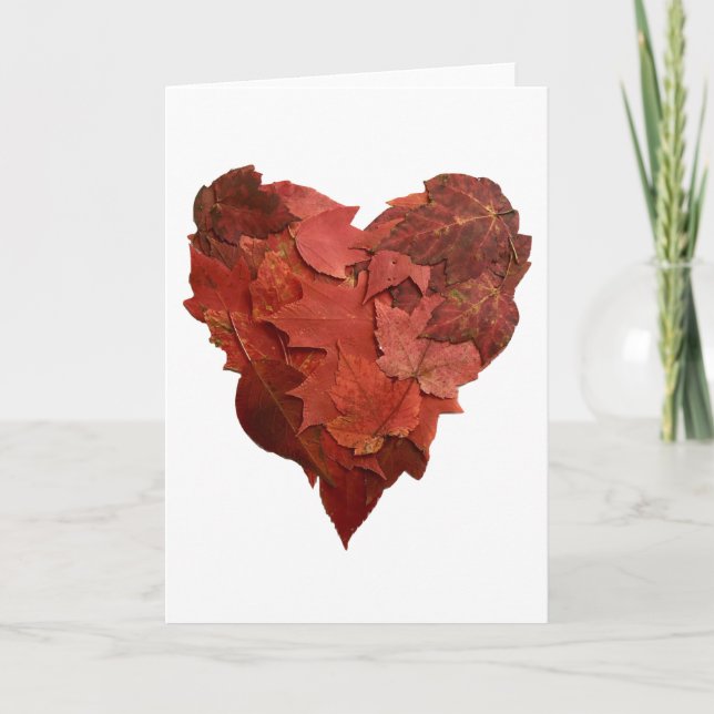 Red Fall Leaves Heart Card (Front)