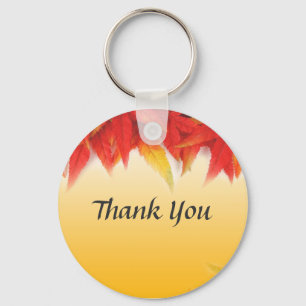red fall leaves thank you keychain