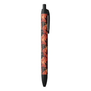 Red Fall Maple Tree Seamless Pattern Graphic Black Ink Pen