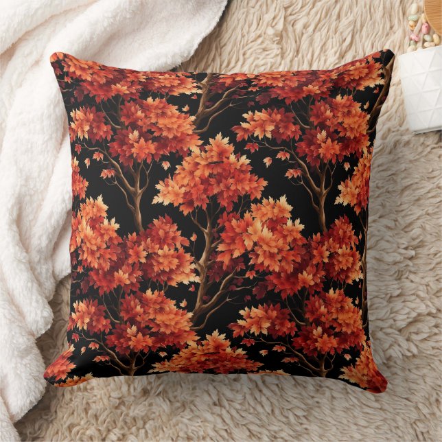 Red Fall Maple Tree Seamless Pattern Graphic Cushion (Blanket)