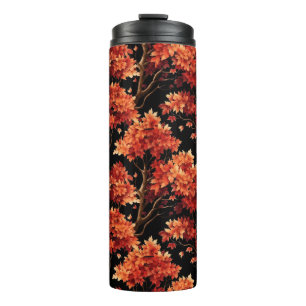 Red Fall Maple Tree Seamless Pattern Graphic Thermal Tumbler