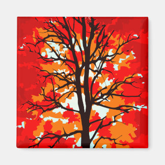 Red Fall Tree Magnet