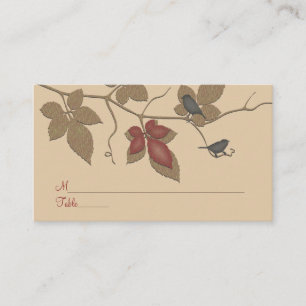 Red Fall Vines Birds Special Occasion Place Card