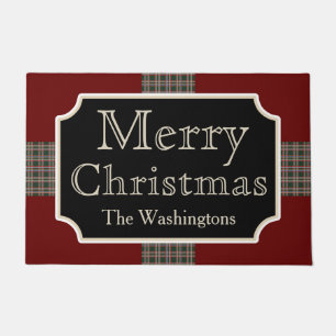 Red Family Christmas Welcome Doormat Rug