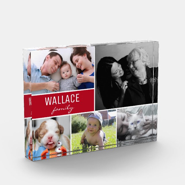 Red Family Multiple Photo Collage Christmas Gift (Left)
