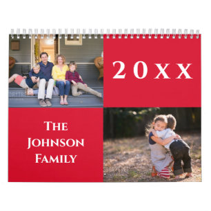 Red Family Photo Calendar 20xx