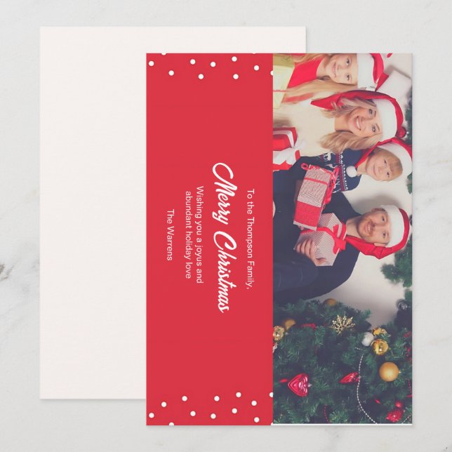 Red Family Photo Christmas Card  (Front/Back)