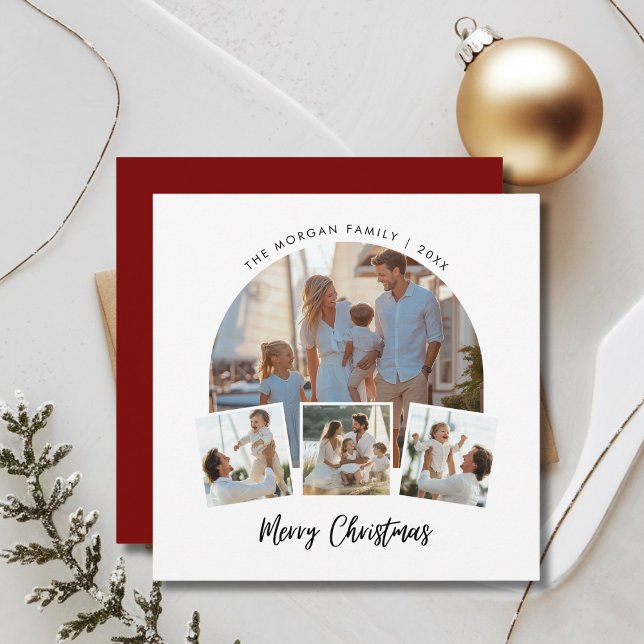 Red Family Photo Nautical Christmas Beachy  Holiday Card (Creator Uploaded)
