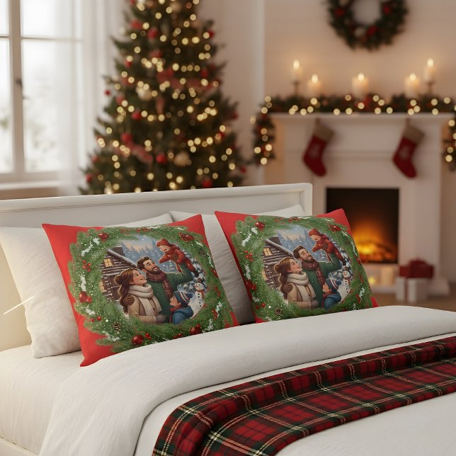 ❄️ Red Family Pillow with Winter Tree Frame ❄️ (Creator Uploaded)