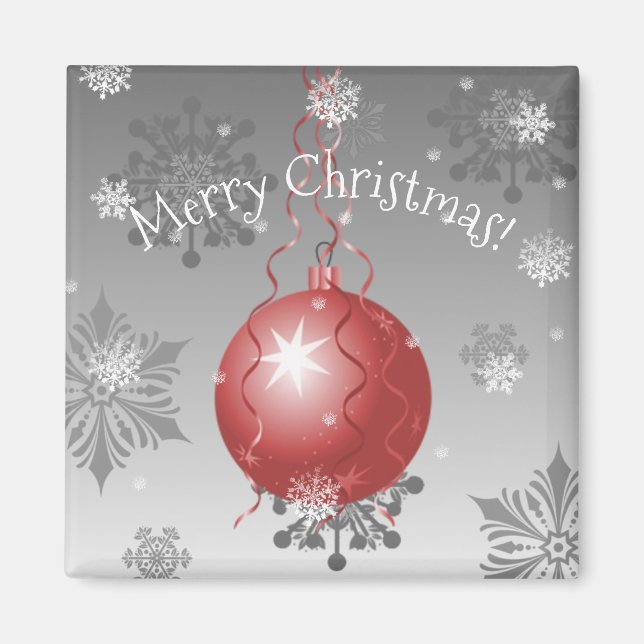 Red Fancy Christmas Ornament Magnet (Front)
