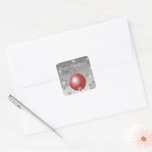 Red Fancy Christmas Ornament Sticker (Envelope)