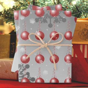Red Fancy Christmas Ornament Wrapping Paper