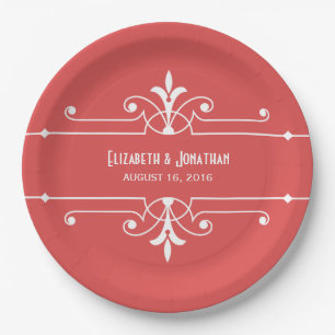 Red Fancy Ornamental Paper Plates