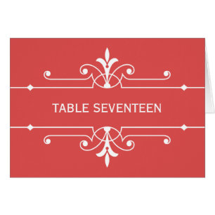 Red Fancy Ornamental Table Number Card