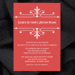 Red Fancy Ornamental Wedding Invite