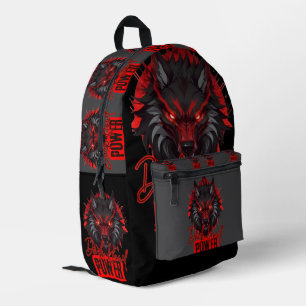 Red Fang Wolf Bold Dark Magic Art Printed Backpack