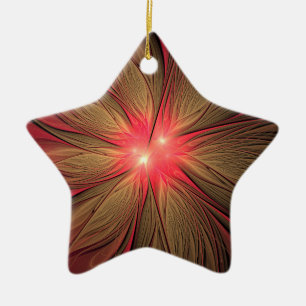 Red fansy fractal flower ceramic tree decoration
