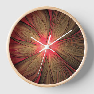 Red fansy fractal flower clock