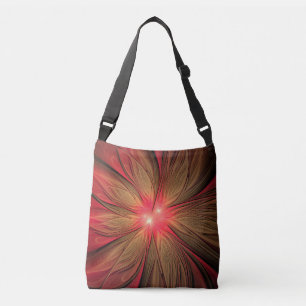 Red fansy fractal flower   crossbody bag