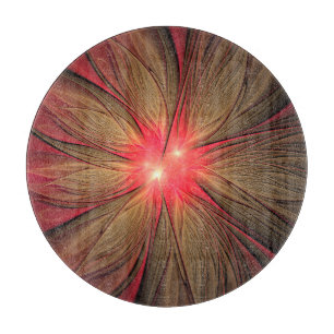 Red fansy fractal flower  cutting board
