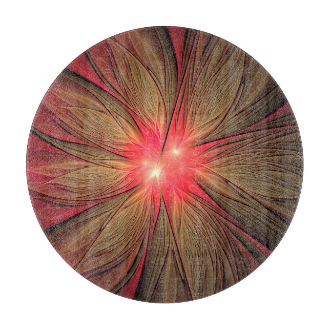 Red fansy fractal flower  cutting board (Front)