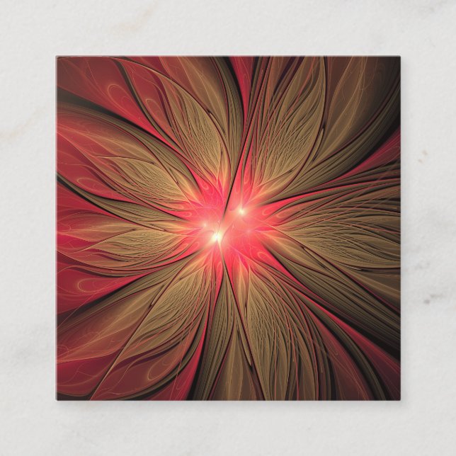 Red fansy fractal flower  discount card (Front)