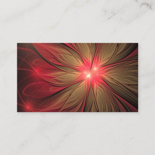 Red fansy fractal flower  enclosure card (Front)
