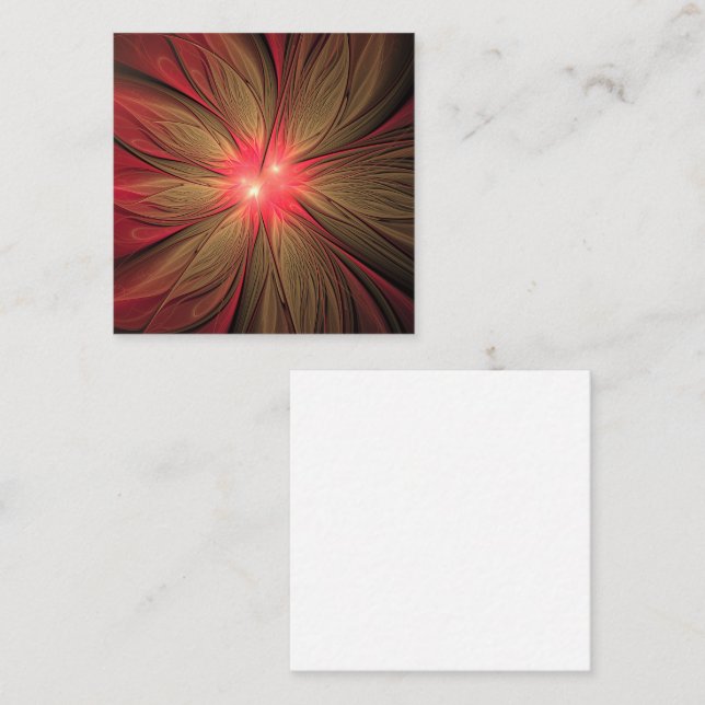 Red fansy fractal flower   enclosure card (Front/Back)