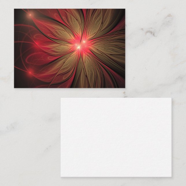 Red fansy fractal flower  enclosure card (Front/Back)