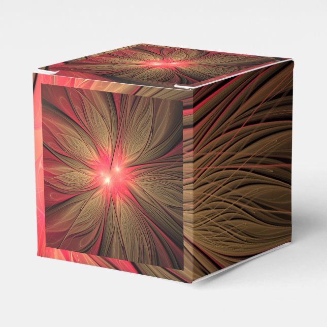 Red fansy fractal flower  favour box (Front Side)