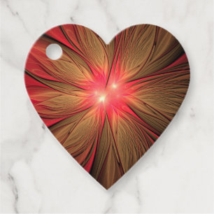 Red fansy fractal flower favour tags