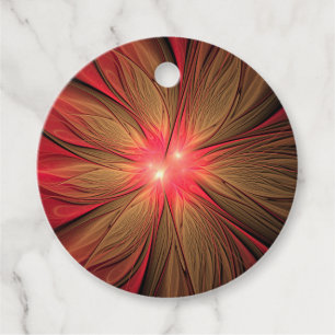 Red fansy fractal flower favour tags