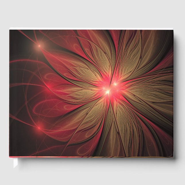 Red fansy fractal flower  guest book (Front)